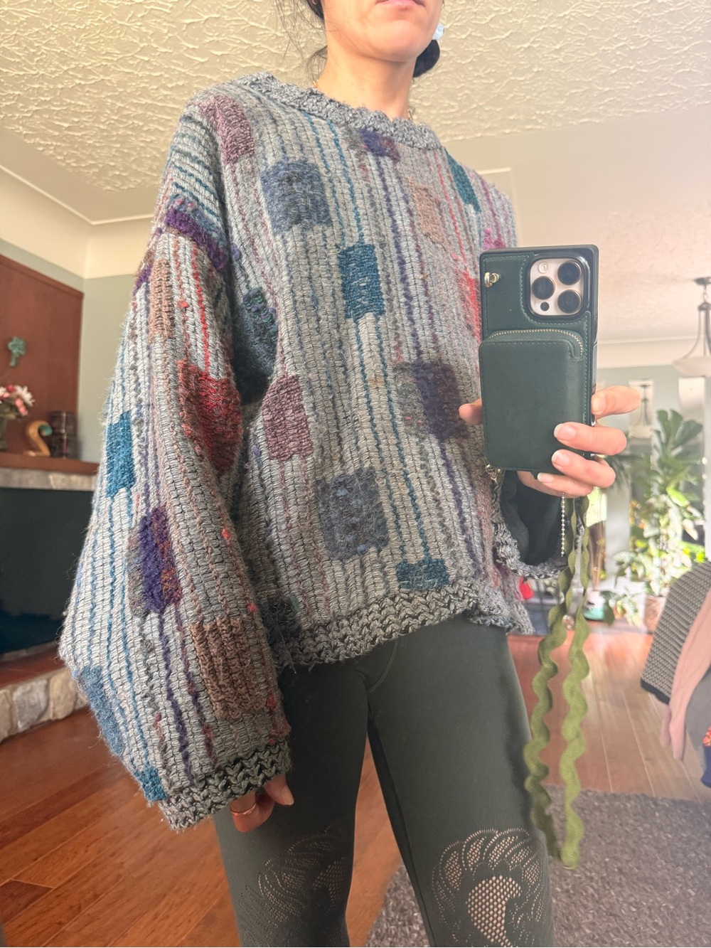 Cozy Vintage Patterned Boxy Knit Sweater see description for sizing. - Picture 2 of 11